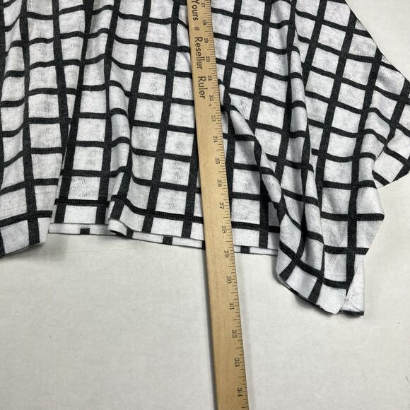 Nallie & Millie Asymmetric Tunic Grid Windowpane 3/4 Sleeve Boho Top MEDIUM - Picture 6 of 11